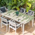 thumbnail image 2 of Spring Botanical Table Cloths for 4 Foot Rectangle Tables, Watercolor Leaves Flowers Birds Beige Patio Waterproof Elastic Fitted Tablecloths, Washable Rectangular Table Cover for Camping, 2 of 8