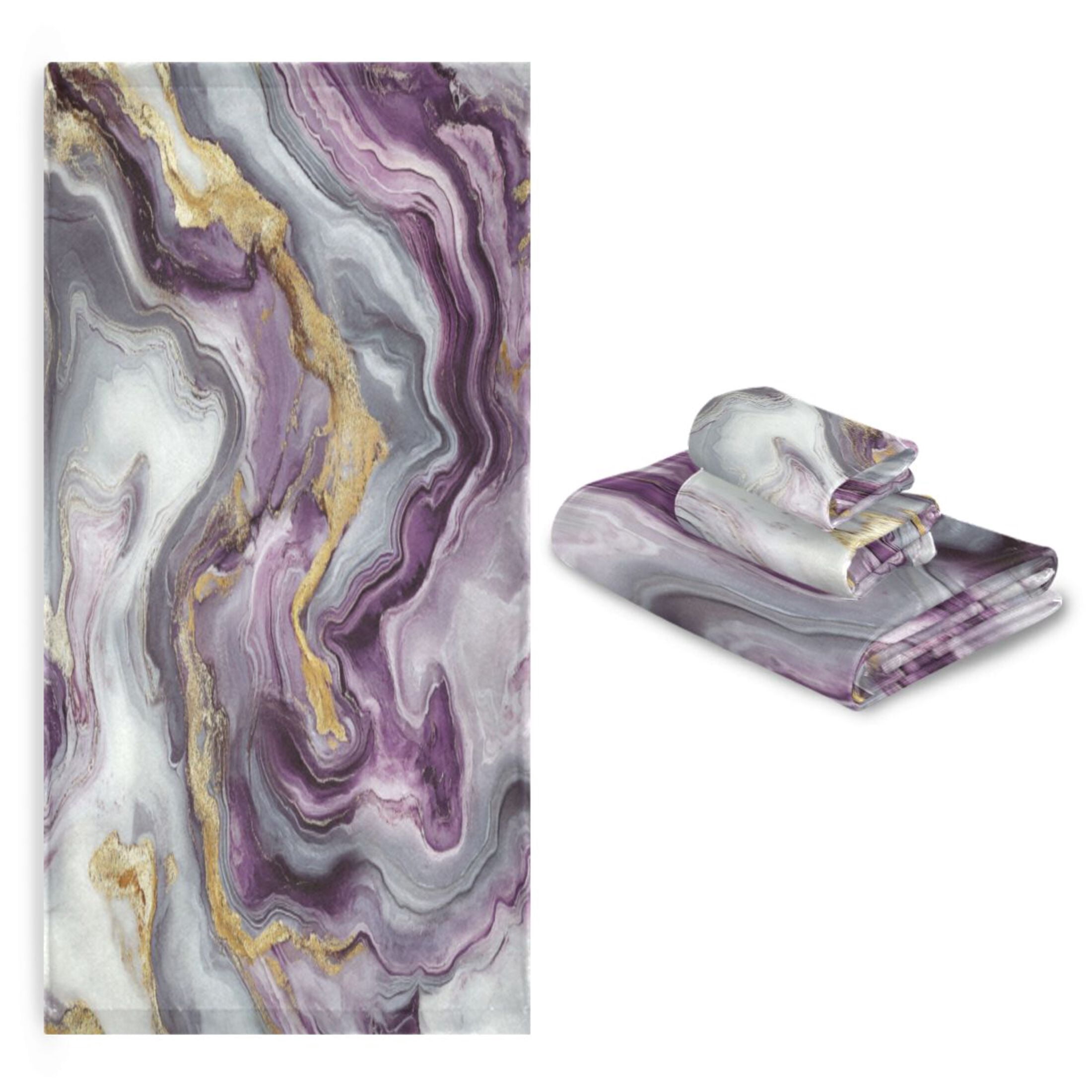 Three-Piece Towel Set Face Towel Towel Set Hand Towel Bath Towel Cotton Bath Towels Bath Towel Sets Hand Bath Towels Purple Marble