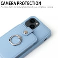 thumbnail image 3 of Accordion Wallet Case for iPhone 14 with Rotatable Ring Holder Kickstand, RFID Blocking Card Slots Finger Grip Ring PU Leather Shockproof Purse Cover for iPhone 14, Skyblue, 3 of 7