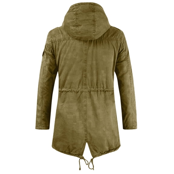 Fesfesfes Mens Fleece Jacket Mid-length Solid Slim-fit Zipper Cardigan Hooded Washed Jacket Coats On Sale