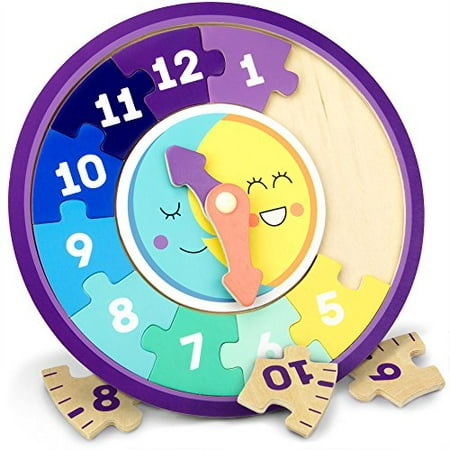 Imagination Generation Day & Night Teaching Clock, Reversible Wooden Jigsaw | Montessori