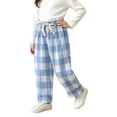 thumbnail image 2 of CONROSES Kids Boys Casual Pants Wide Leg Pant for Child Plaid Elastic Waist Drawstring Cozy Jogger Trousers with Pockets, 2 of 5