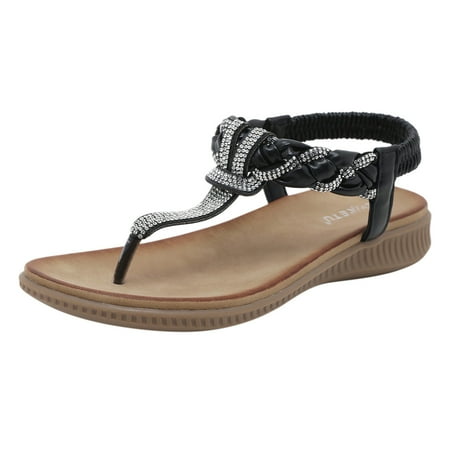 

KI-8jcuD House Slipers Summer Women Fashion Sandals Beach Retro Rhinestone Summer Pearl Open Toe Casual Comfortable Sandals Earth Sandals For Women Size 9 Walking Sandals For Women Womens Strap Sand
