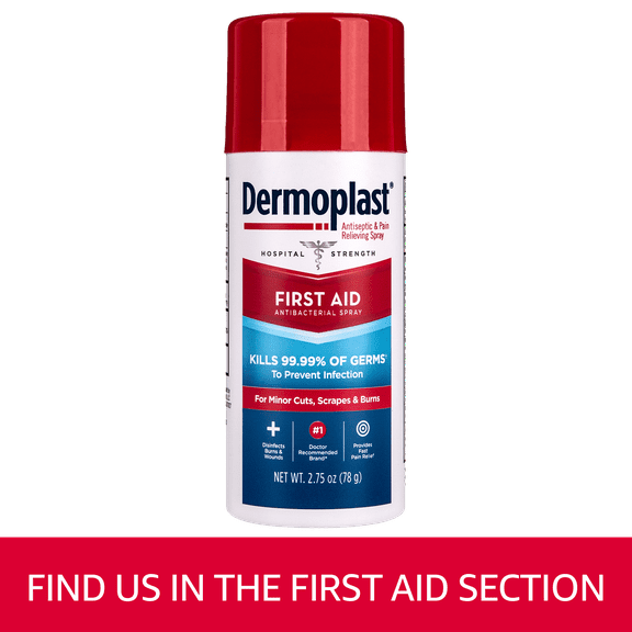 Dermoplast First Aid Spray, Antiseptic & Analgesic Spray for Minor Cuts, Scrapes and Burns, 2.75oz