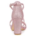 thumbnail image 2 of BLISSFUL STEP Women's Shoes Glitter Crisscross Strap Block Heel Sandals Pink 11, 2 of 7