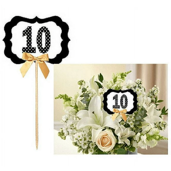 10th Birthday / Anniversary Table Decoration Party Centerpiece Pick - Set of 6
