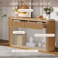 thumbnail image 3 of GZXS 59" Oval Fluted Console Table with 2 Drawers and Lower Shelf, Modern Farmhouse Entryway Table in Natural Wood Finish, for Hallway, Foyer, Home Office, 3 of 10