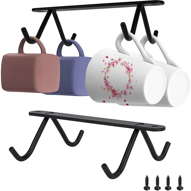 Juego de 2 portavasos de metal negro CHAO soporte para copas de vino 8 ganchos para colgar