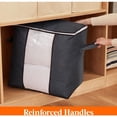 thumbnail image 3 of Large Capacity Clothes Storage Bag with Reinforced Handle Upgraded Fabric for Quilts, with Strong Zipper, Clear Window, Gray, 3 Packs, 50 x 36 x 50 cm, 3 of 5