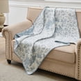 thumbnail image 2 of Greenland Home Fashions Patchwork Toile Blue Reversible Jacquard Woven Throw Blanket, Adult, 50x60 in., 2 of 7