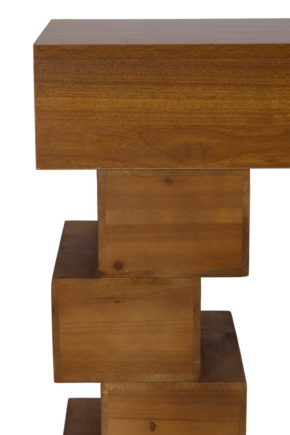 Lisonu 47" Geometric Console Table, Modern Wood Block Sofa Table for Entryway Living Room, Artistic Hallway Accent Furniture, Warm Natural Brown Finish