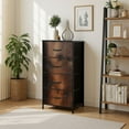thumbnail image 7 of Dresser for Bedroom with 4 Storage Drawers Smokey Hardwood Dressers Chest of Drawers Steel Framed Fabric Closet Organizers for Living Room Hallway Entryway Closet Dorm, 7 of 7