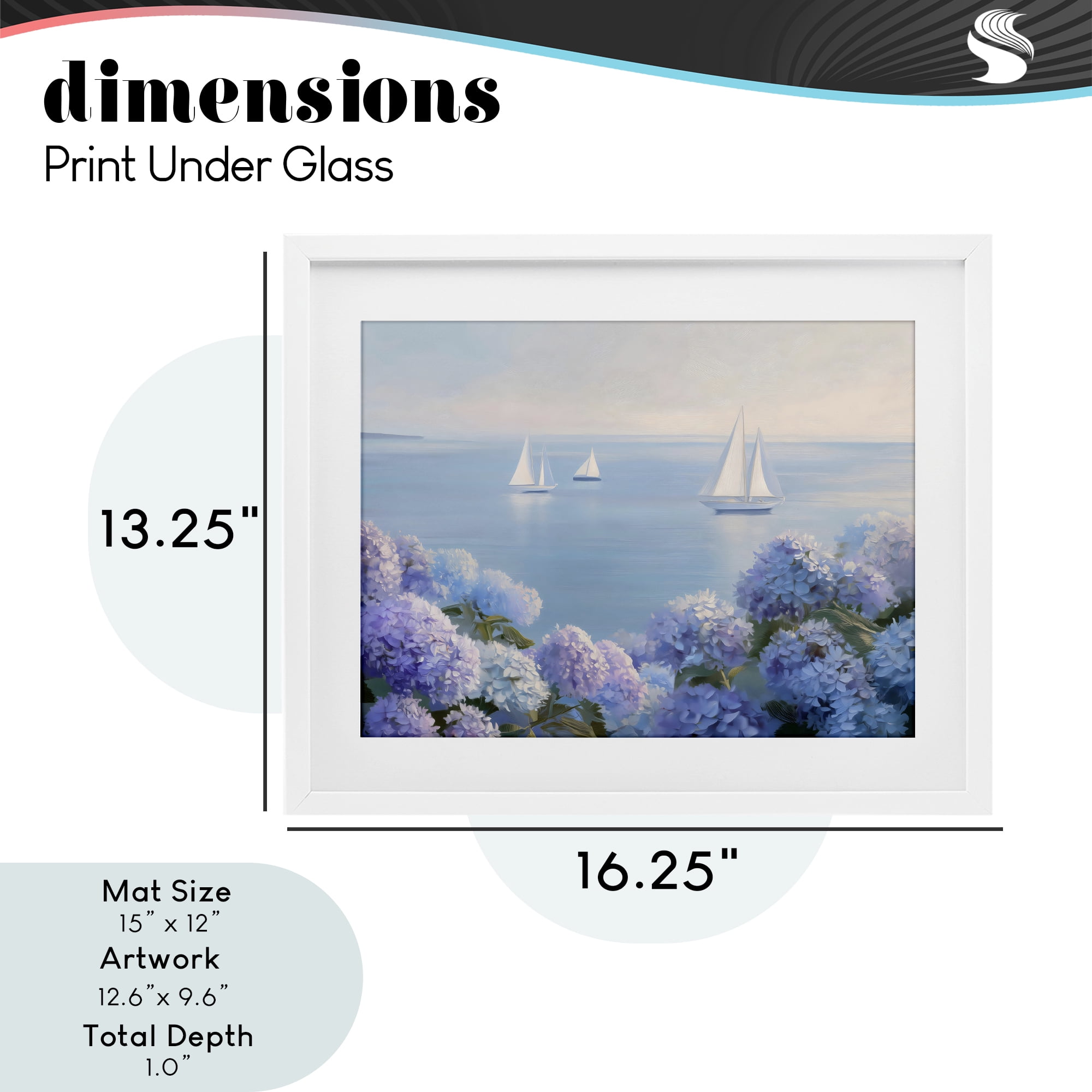 Stupell Industries Sailboats & Hydrangeas at Sea White Framed Print Under Glass, design by LSR Design Studio
