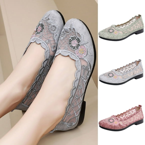 Fesfesfes Shoes Women Almond Toe Fashion Ventilate Casual Round Head Comfy Casual Mesh Shoes 40(7.5)