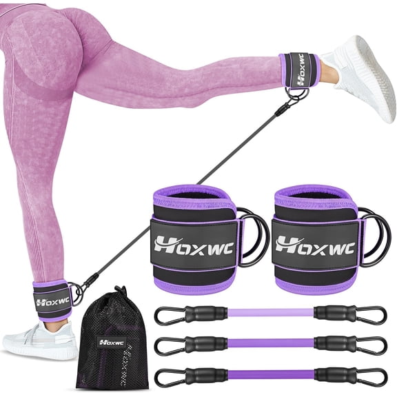 JJEAN-Ankle Resistance Bands with Cuffs, Ankle Bands for Working Out, Ankle Resistance Band for Leg, Booty Workout Equipment for Kickbacks Hip Fitness Training, Exercise Bands for Butt Lift Women