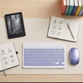 thumbnail image 3 of Wireless Keyboard and Mouse Combo, Quiet Rechargeable Keyboard with Low-Profile Keys and Ergonomic Mouse for Tablet, Laptop and Smartphone, Purple, 3 of 6