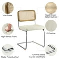 thumbnail image 6 of Art Leon Kitchen Dining Chairs Set of 2, Faux Leather Upholstered, Rattan Oak Wood Back, Chrome Legs, Off-White, 6 of 8