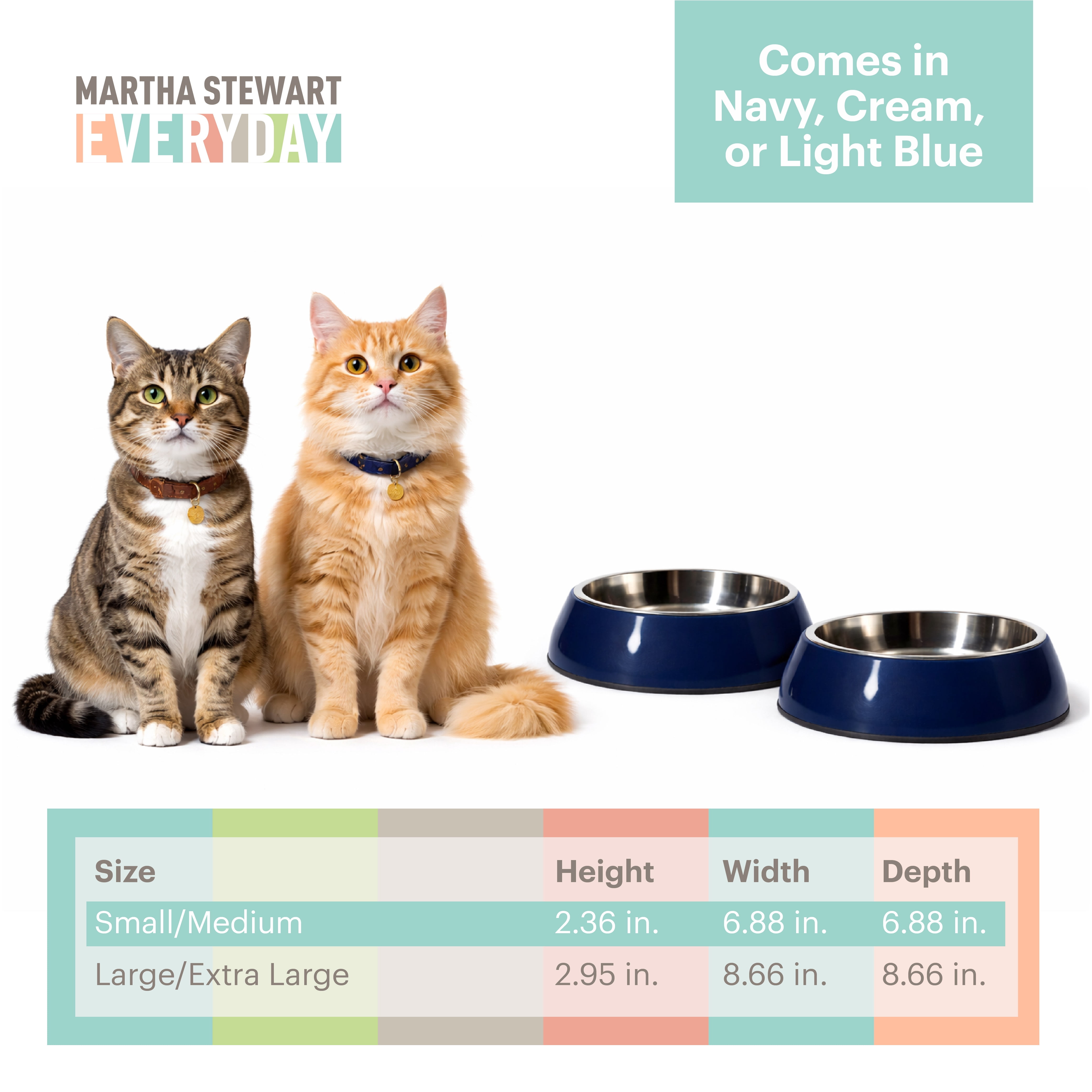 3 in 1 Melamine Cat Bowl Set with Lid in Navy Small