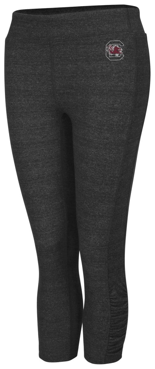 South Carolina Gamecocks Women's NCAA "Crush" Ruched Capri Pants Heather Black by Colosseum