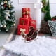thumbnail image 3 of Decoración navideña de trineo rojo de Papá Noel, trineo navideño de mesa con patrón a cuadros, trineo de metal con cono de pino, tazón de caramelo, Navidad, 3 of 5