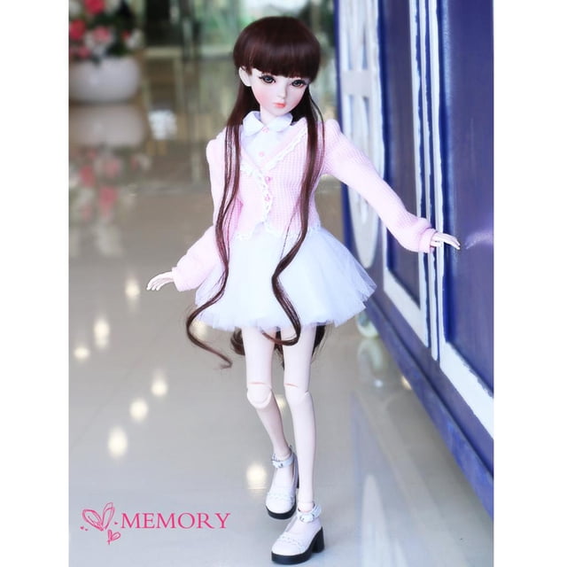de Ropa Suéter + Camiseta Blanca + de Encaje Accesorio para 1/3 BJD Doll Yotijar Vestido de falda suéter de muñeca