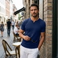 thumbnail image 3 of Men's Cotton T Shirts Short Sleeve Casual V Neck Solid Color T-Shirt Soft V Neck Lightweight Breathable Tee Classic Plain Shirts, L, 3 of 9