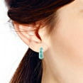 thumbnail image 3 of Simple Elegance Green Turquoise Inlay Sterling Silver Hoop Huggie Earrings, 3 of 5