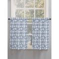 thumbnail image 3 of Light Blue White Leaves Kitchen Curtains 54 Inches length, Spring Pastoral Rustic Botanical Window Treatment Curtain Drapes, Decorative Window Curtains for Bedroom Cafe, 52"x54", 2 Panels, 3 of 7