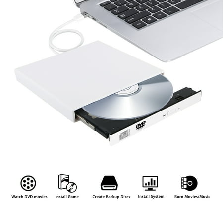 External DVD Drive USB 2.0 External Portable CD- DVD ROM Combo Burner Drive Write for Laptop Notebook PC Desktop (Best External Cd Drive)