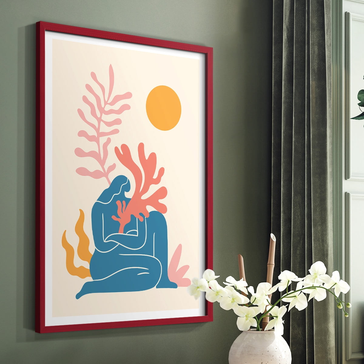 Matisse CCCXX in Red Solid Wood 16 x 20 Framed Print