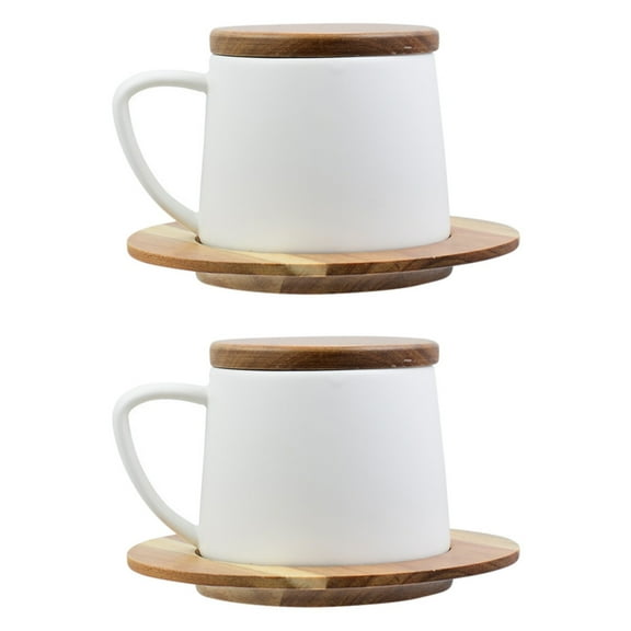 Masteelf 2 Sets  Ceramic Coffee Mug Creative Juice Cup Kitchen Utensil Tea Mug with Lid