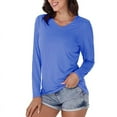 thumbnail image 2 of Womens Long Sleeve Shirts Tops V Neck Thin Long Sleeved Casual Slim Fit Base To Wear A Solid Color T Shirt Top Shirts Blouses for Women Dressy Casual, 2 of 4