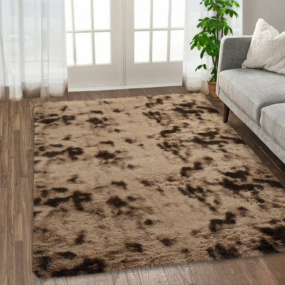 Fluffy Area Rug, Soft and Thick Faux Tie-Dyed High Pile Shaggy Rug Anti-Slip Fuzzy Rug