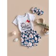 thumbnail image 3 of Faithtur Ensemble Pantalon Fille Enfants, Fête de Rue Décontractée Manches Courtes Body + Short + Bandeau, 3 of 8