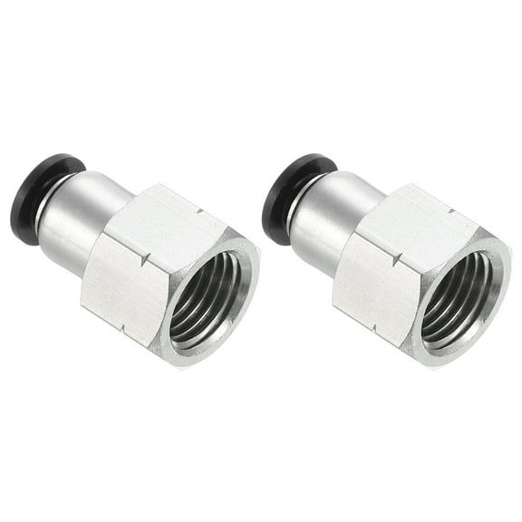 Uxcell 2 Pcs 6mm OD Tube to 1/4 Inch NPT Female Thread Push to Connect Fittings