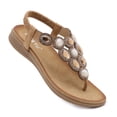 thumbnail image 3 of Women's Summer Sandals Beach Bohemian Beaded Ankle Walking Strap Casual Flip Flops Ladies Sexy Flats Comfortable Shoes, 3 of 8