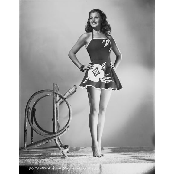 Rita Hayworth Posed with a Beautiful Dress and Barefooted Photo Print (8 x 10)