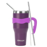 Ezprogear 40 oz Purple Stainless Steel Water Tumbler Double Wall Purple Grape Beer Mug with Straws and Handle