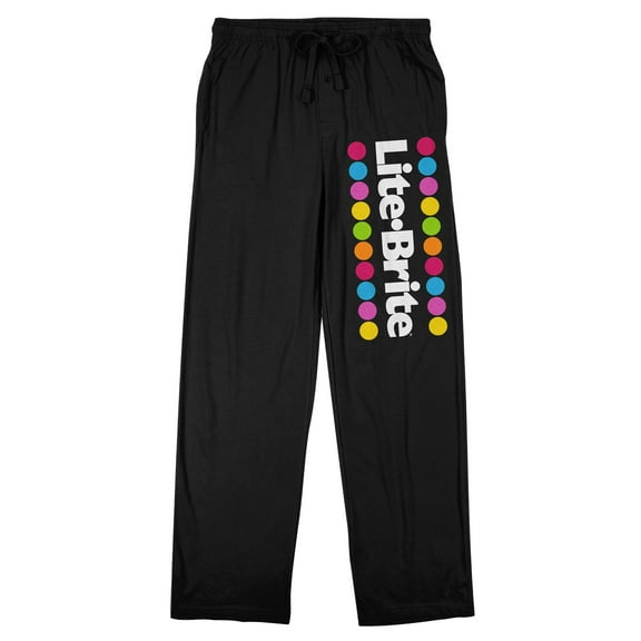 Lite Brite Colored Lights Logo Men's Black Sleep Pajama Pants-Large