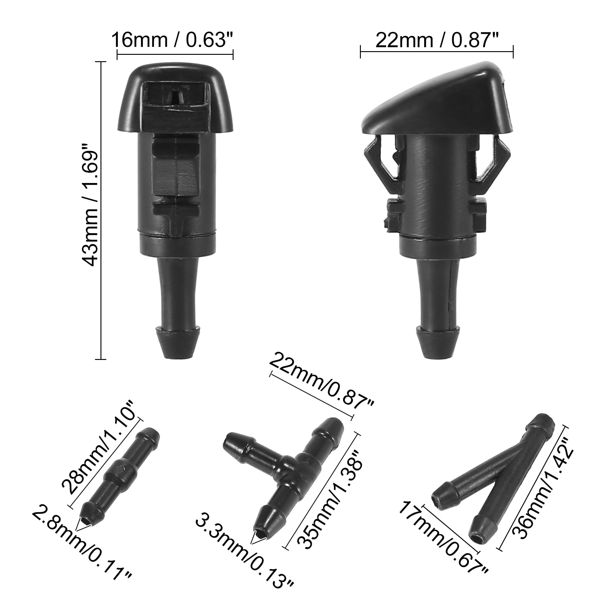 Unique Bargains Front Windshield Wiper Nozzles Kit for Chrysler Town Country