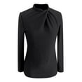 thumbnail image 5 of EDFBUYKRS Women's Plus Size Tie Front Blouse with Long Sleeves, Sizes Xxl, 5 of 5