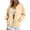 Khaki, variant on Women's Baseball Varsity Jacket Casual Fall Snap Button Down Cardigan Outwear Coat Lightweight Fashion School Bomber Jacket with Pockets