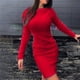 thumbnail image 2 of Vestido de punto de cuello alto para mujer, otoño-invierno - Vestido de jersey fino de manga larga, color liso - 94 % algodón, S-XXL, estilo informal/elegante, 2 of 6