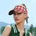 thumbnail image 3 of Salouo Red Plaid Daisy Pattern Sport Sun Visor Hats,1-Piece of Adult Sunscreen Visor Cap Adjustable Sun Hat for Outdoor Activities Fits for Women and Men (One Size), 3 of 6