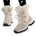 thumbnail image 5 of Gyexs Womens Winter Snow Boots Waterproof Shoes Walking Comfortable Hiking Tennis Booties Furry Mid Calf Warm Lightweight Sports Shoes, Beige, Size 6.5, 5 of 8