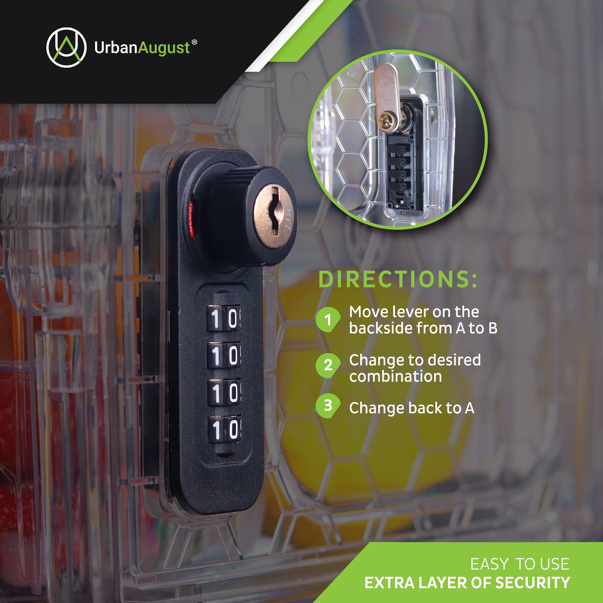 Urban August Lock Box for Food & Medicine – Dual Combination & Keyed Lock Box – Industrial-Grade Plastic – One Size (Clear)