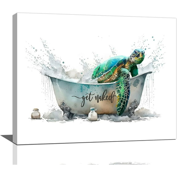 Sea Turtle Bathroom Decor Wall Art Funny Teal Turtle Bathtub Pictures Wall Decor Country Bathroom Sign Canvas Print Painting Unframed Artwork Modern Home Decorations For Toilet