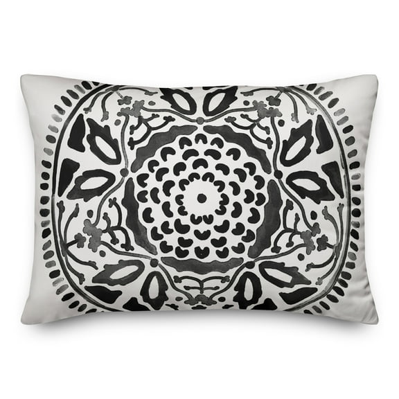Creative Products Black Watercolor Medallion 14x20 Indoor / Outdoor Pillow