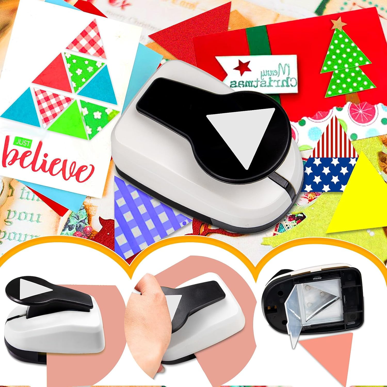 ABPETE Triangle Hole Punch 1.97 inch TrianglePunch Triangles Paper Punches Triangle Puncher for Crafts Triangles Shape Punch for Scrapbooking, Card Making, Paper Crafts