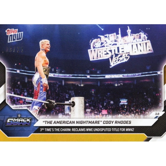 2026 Topps Now WWE Cody Rhodes #29 Orange Foil /25 Wrestling Card